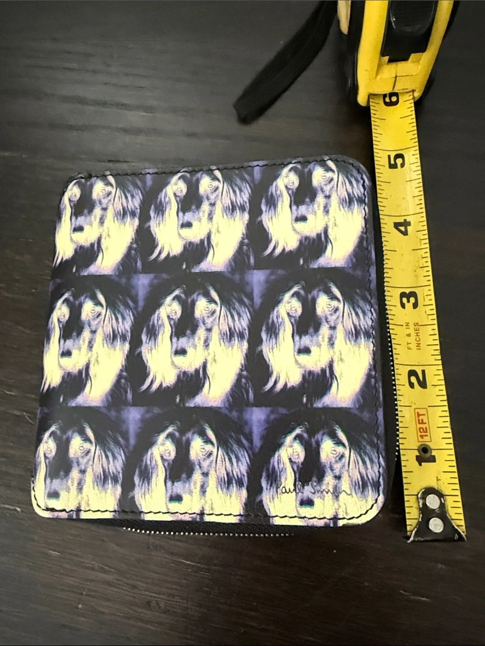 NWT Paul Smith Dog Portrait Zip-around Wallet - Purple & Cream. Leather